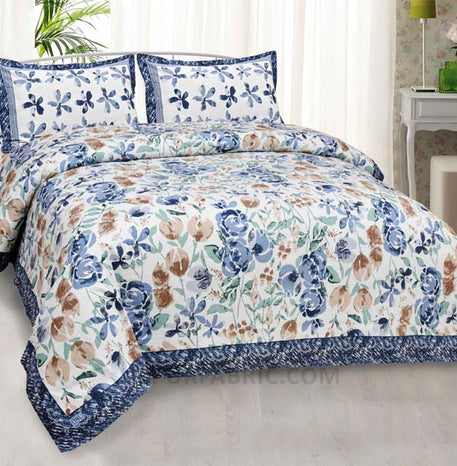 Artistic Bouquette Blue Painting Prints Double BedSheet