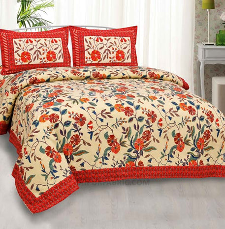 Grace Creeper Red Painting Prints Double BedSheet