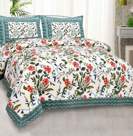 Grace Creeper Green Painting Prints Double BedSheet