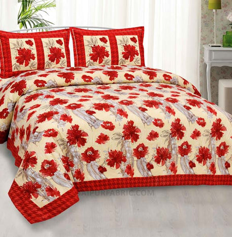 Gardiance Red Painting Prints Double BedSheet