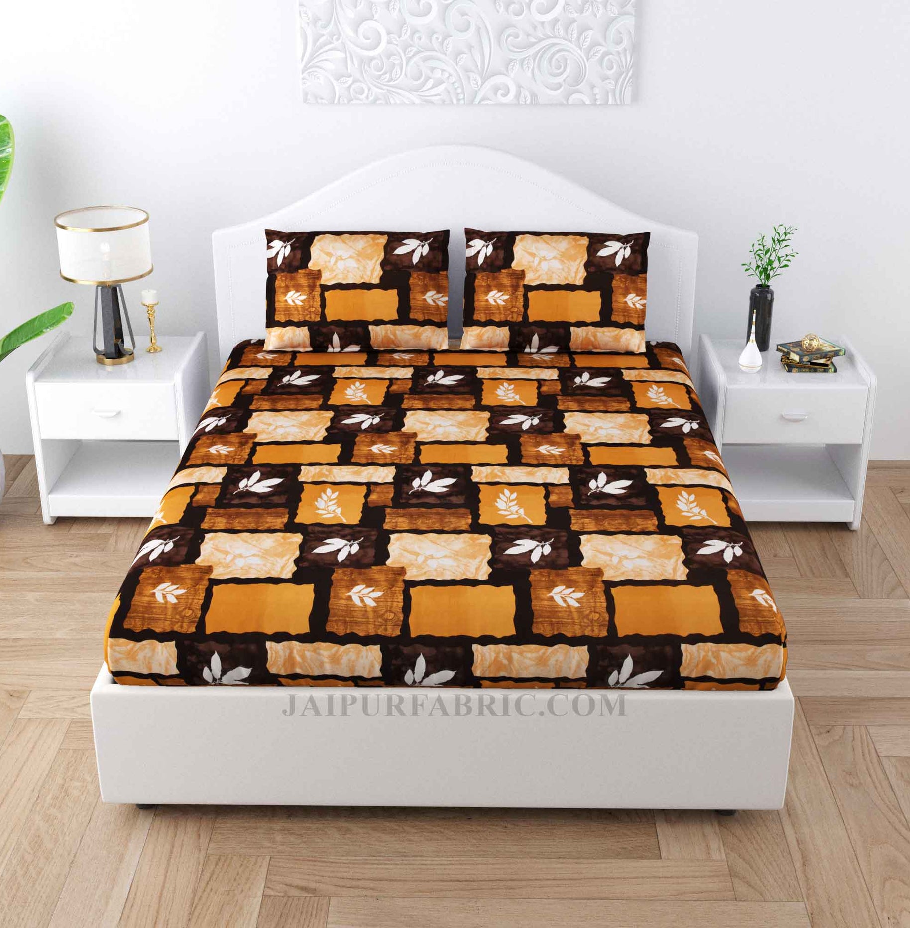 Stone Wall Brown Cotton Double Bedsheet