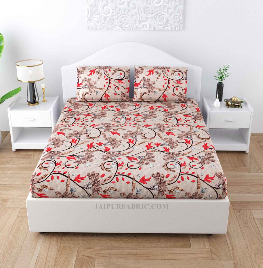 Festal Feel Orange Poly Cotton Double Bedsheet