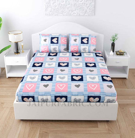 Love Hearts Poly Cotton Double BedSheet