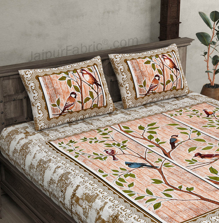 Nature Harmony Peach Pure Cotton Double BedSheet