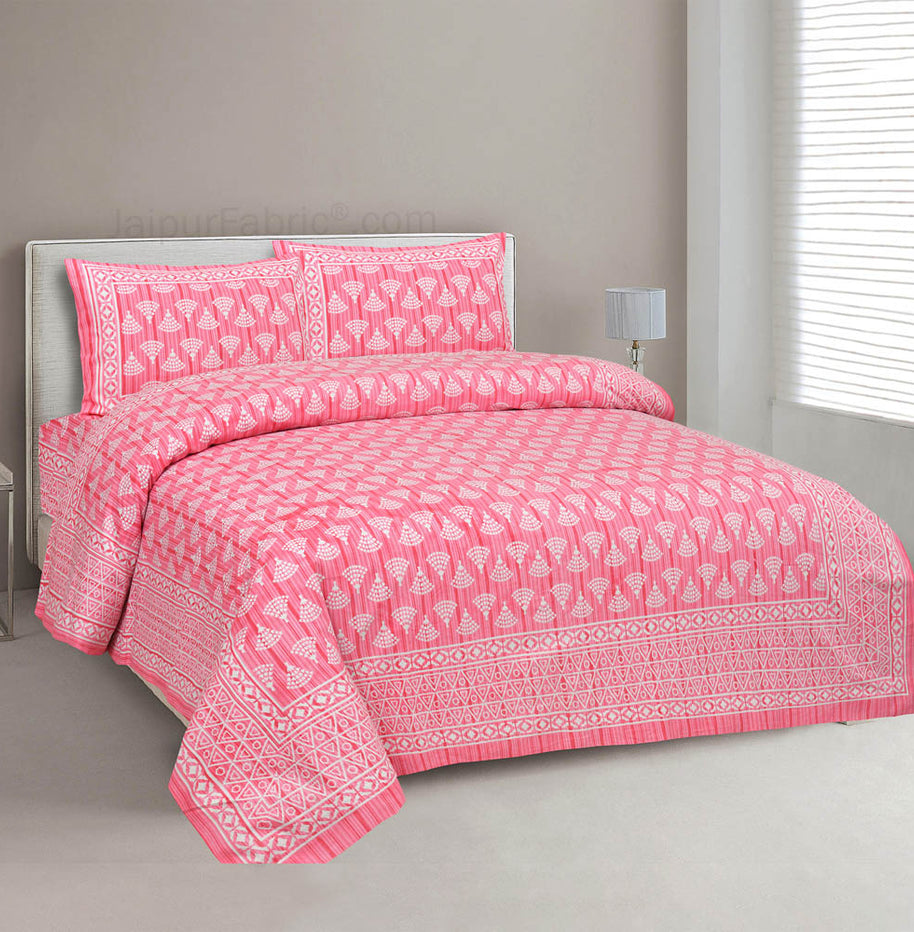 Artistic Pink Jaipur Fabric Double Bed Sheet