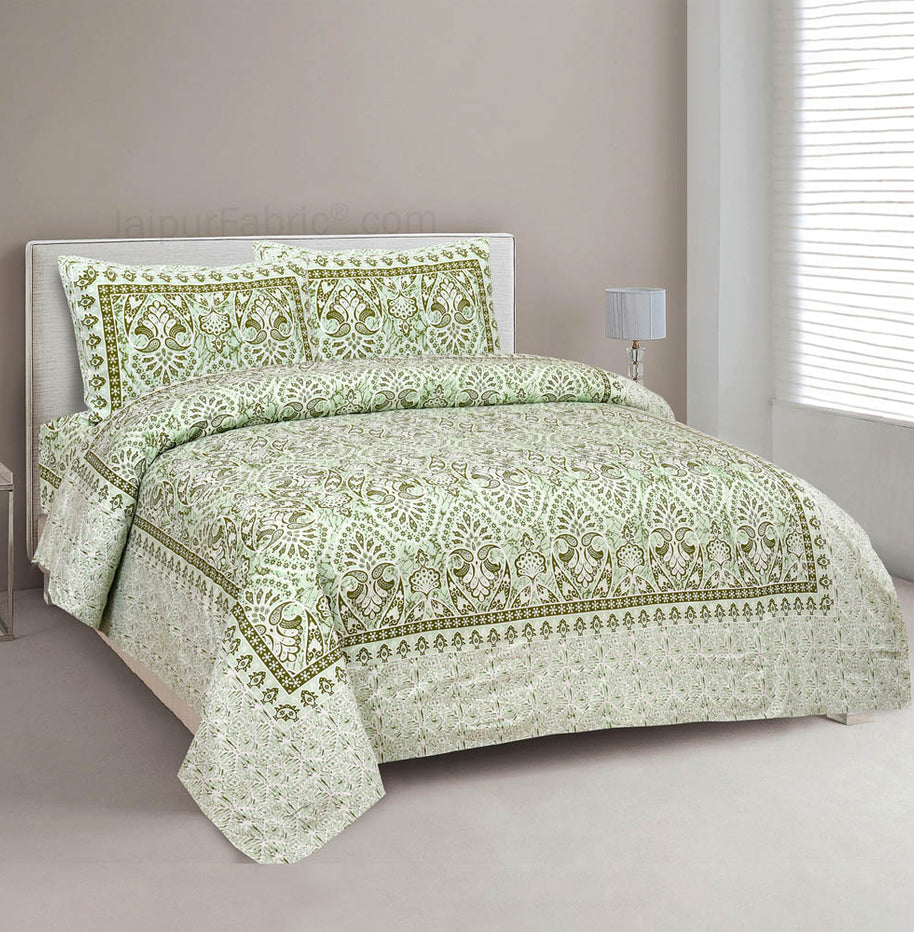 Petic Dream Green Jaipur Fabric Double Bed Sheet