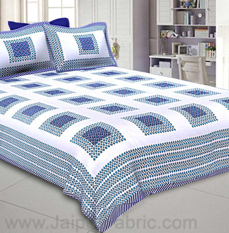 Double Bedsheet Navy Blue Checks Cotton