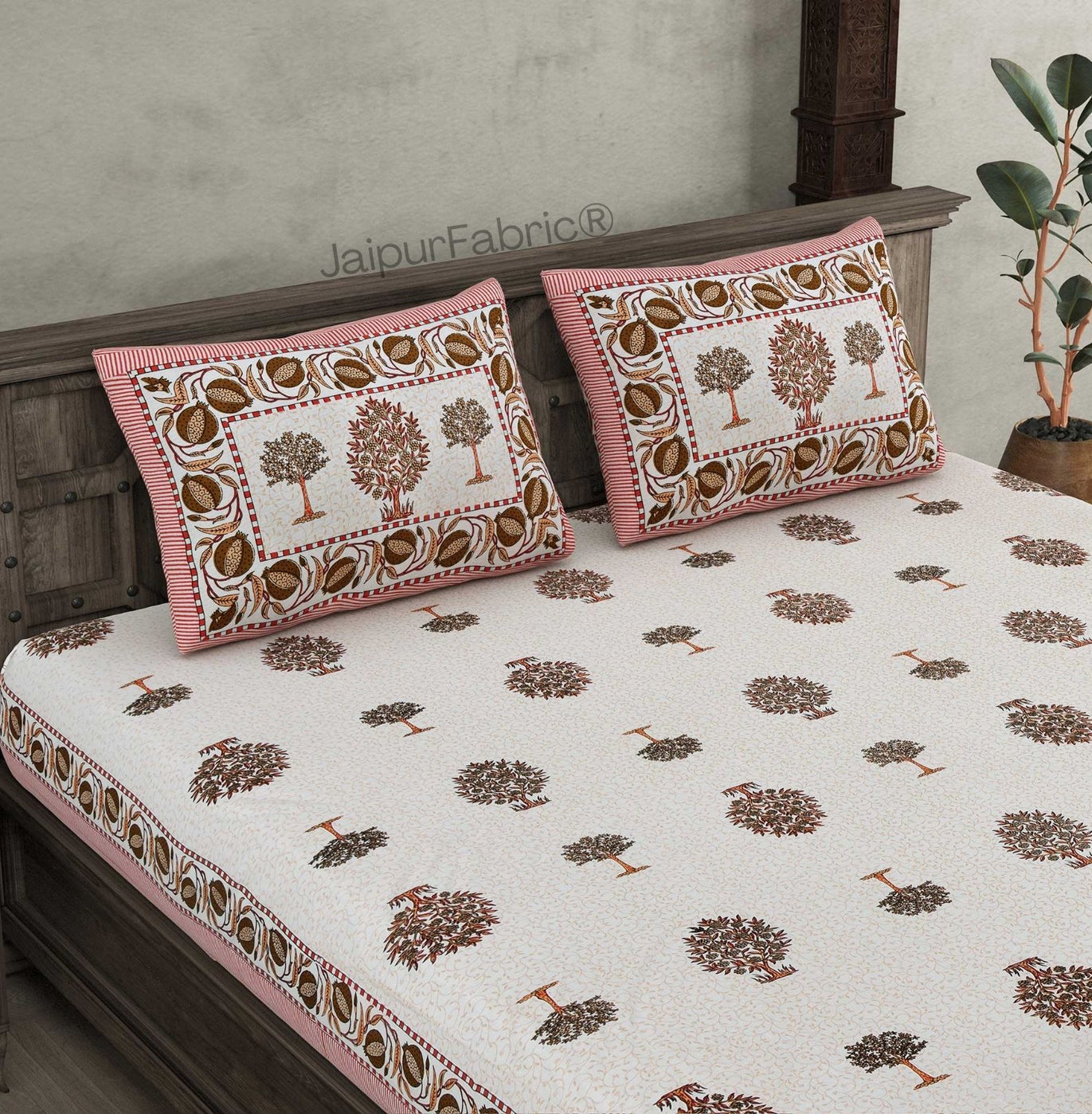 Trendy Treeland Pink Pure Cotton Double Bedsheet