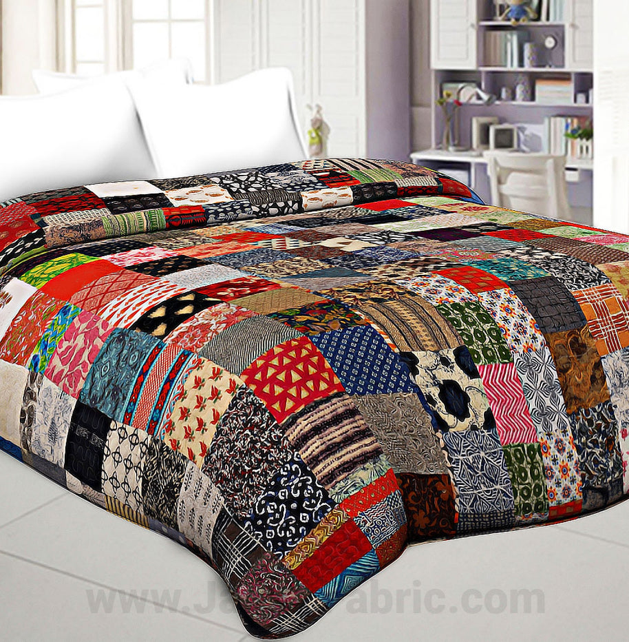 Patchwork AC Quilt/Blanket Soft Designer Double Bed - Multicolor (Multi)