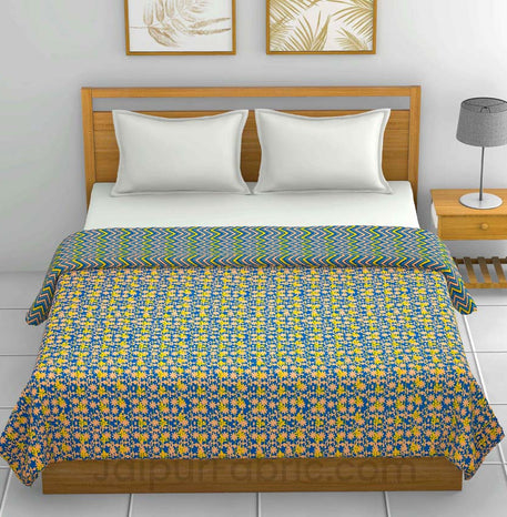 Green Floral 150 GSM Reversible Double Bed Cotton AC Dohar