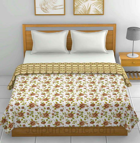 Wood Green Floral 150 GSM Reversible Double Bed Cotton AC Dohar