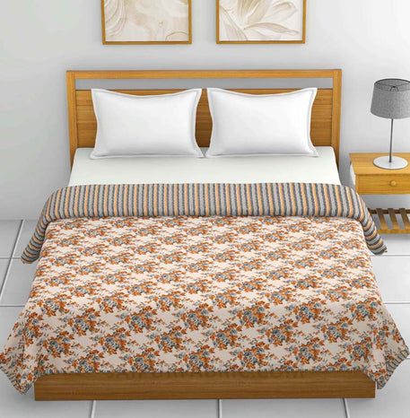 Orange Flovery Pure Cotton Double Bed Dohar