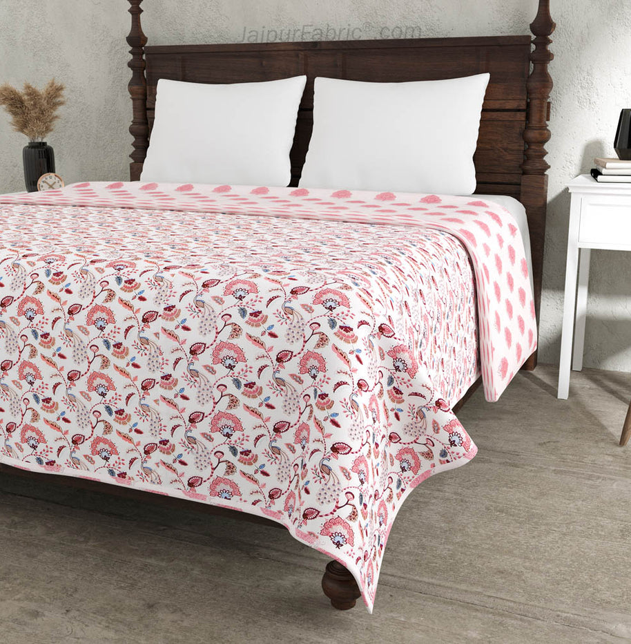 Peach Motifs Pure Cotton Double Bed Dohar