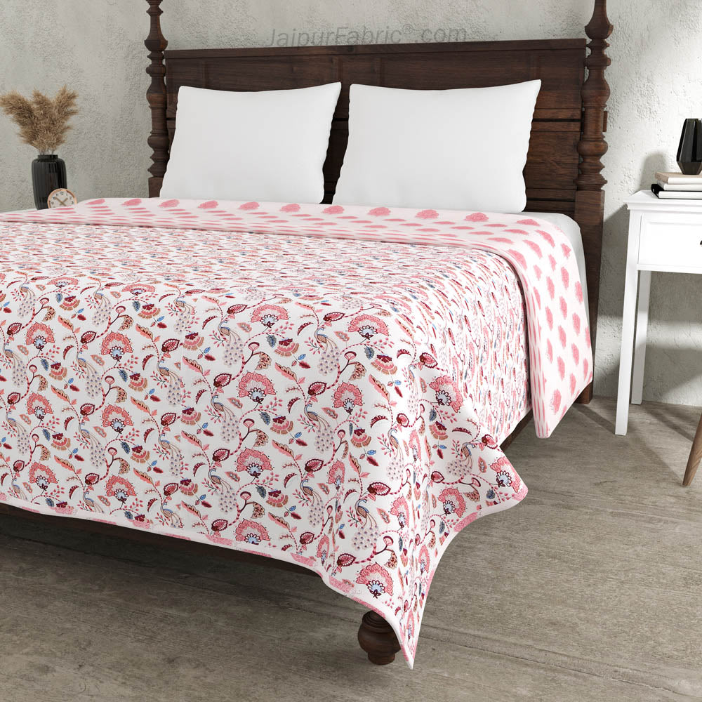 Peach Motifs Pure Cotton Double Bed Dohar