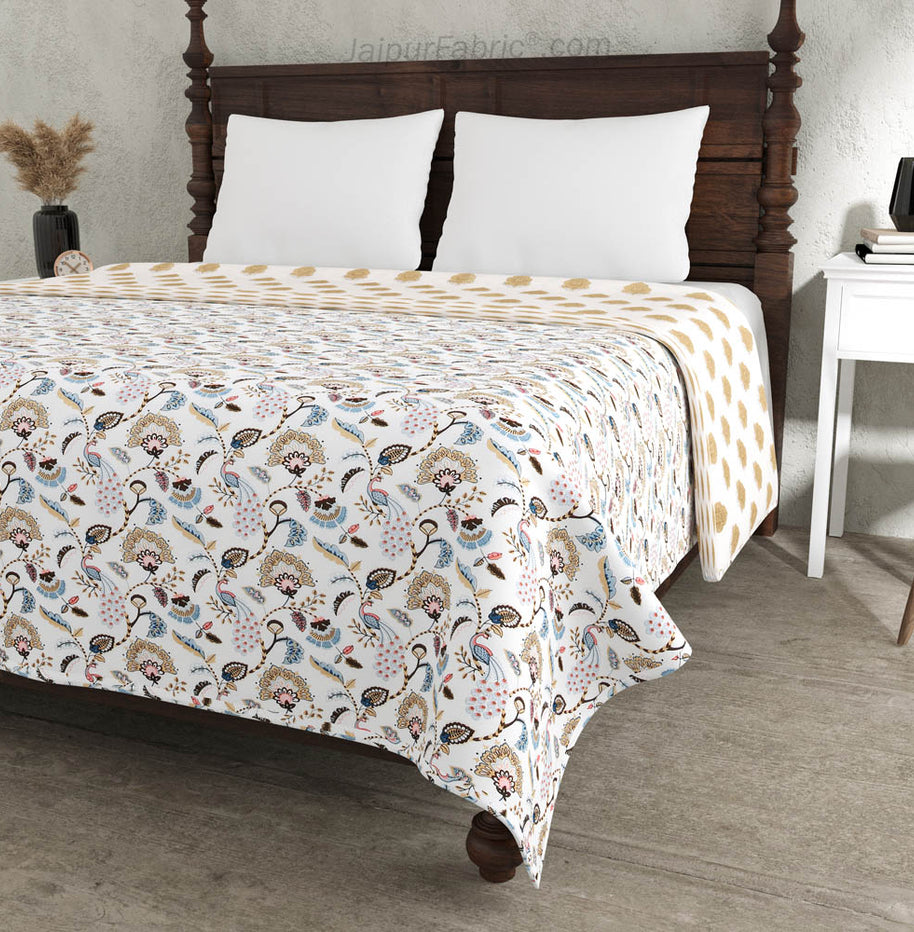 Blue Motifs Pure Cotton Double Bed Dohar