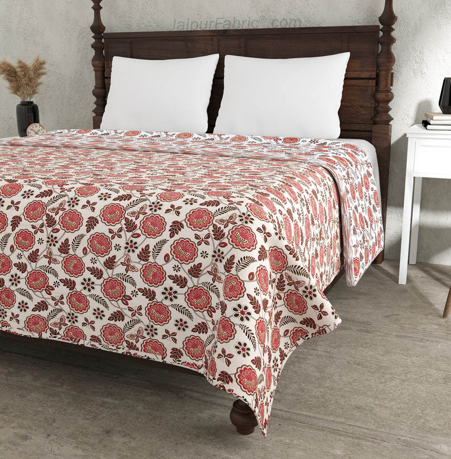 Pink Butterflies  Pure Cotton Double Bed Dohar