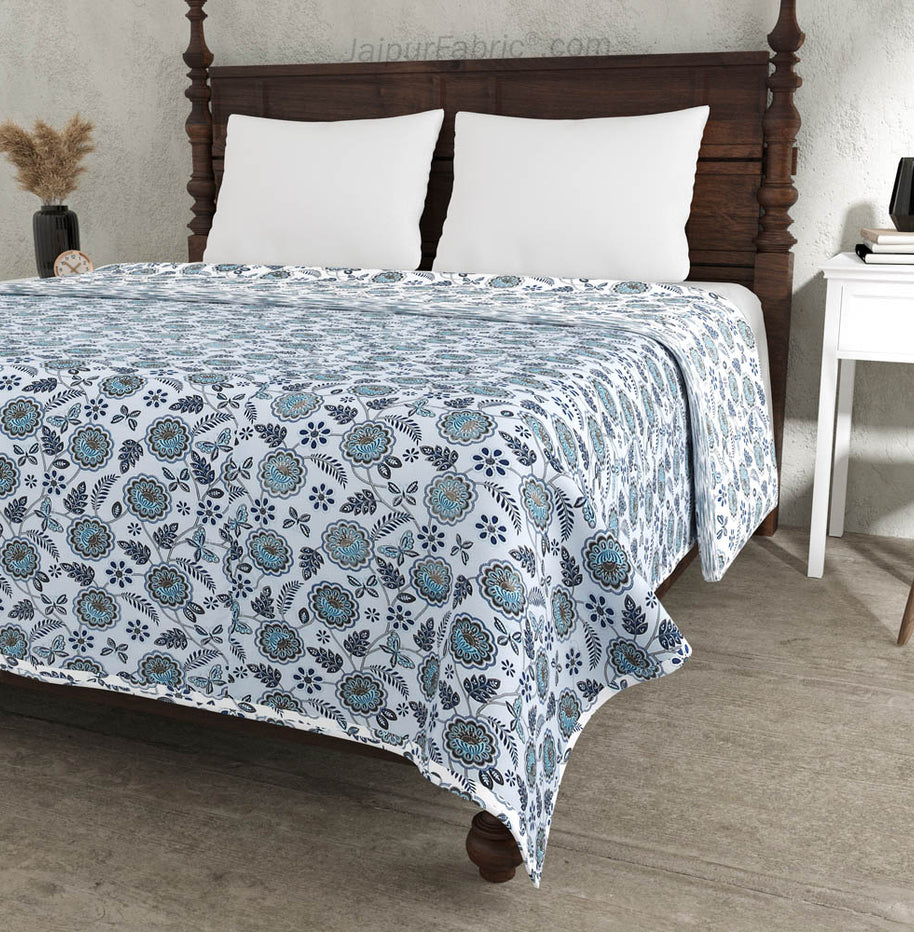 Blue Butterflies Pure Cotton Double Bed Dohar