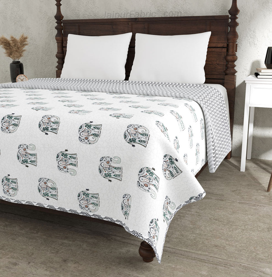 Green Elephant Pure Cotton Double Bed Dohar