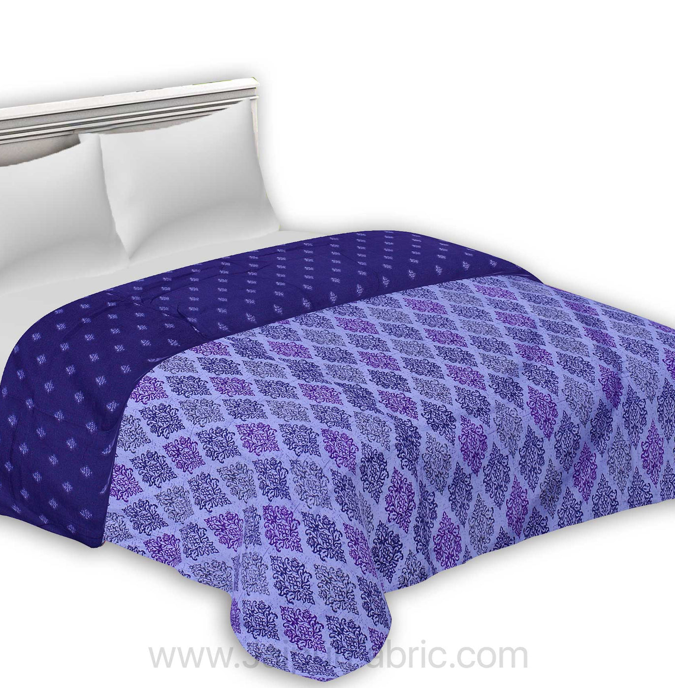 Pure Cotton Purple Traditional Patches Reversible Double Blanket/Duvet/Quilt/AC Dohar