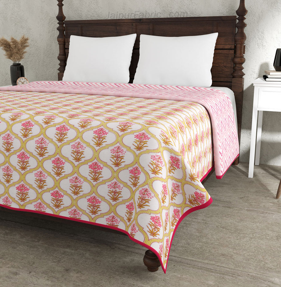 Jaal Darbar Pink Double Bed Dohar Blanket