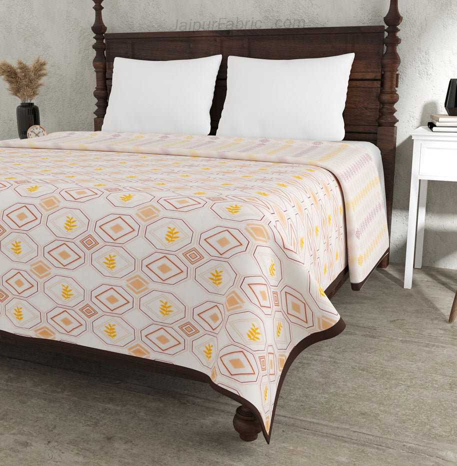 Artistic Maze Peach Yellow Double Bed Dohar Blanket