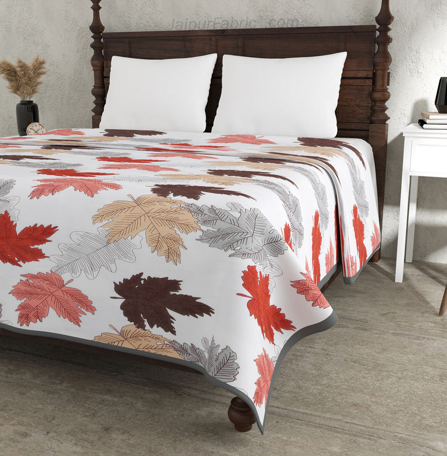 Maple Leaf Reddish Double Bed Dohar Blanket