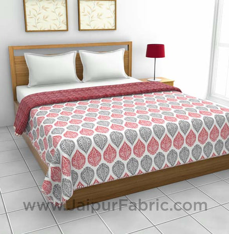 Pure Cotton Maroon Ethnic Pattern Reversible Double Bed Dohar