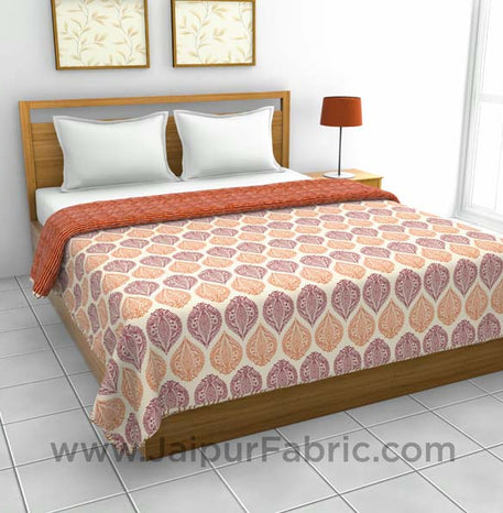 Pure Cotton Orange Ethnic Pattern Reversible Double Bed Dohar