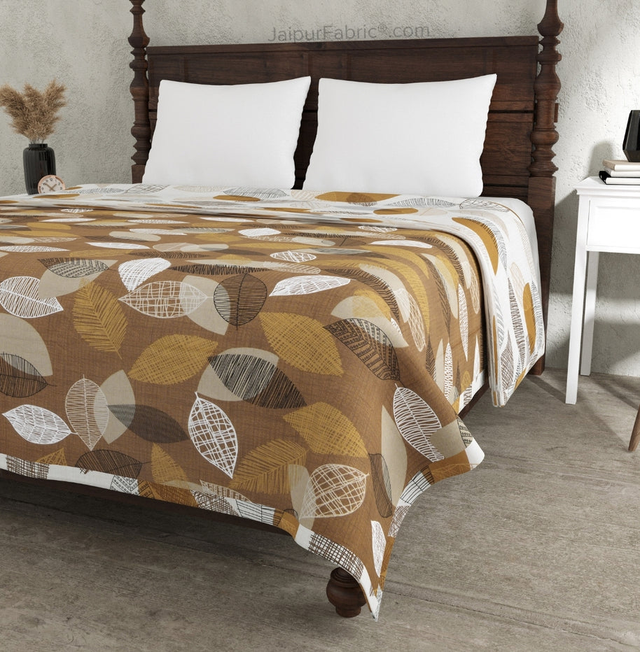 Autumn Fall Sandy Brown Cotton Reversible Double Bed Dohar