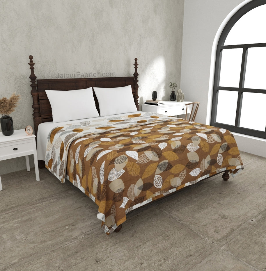 Autumn Fall Sandy Brown Cotton Reversible Double Bed Dohar