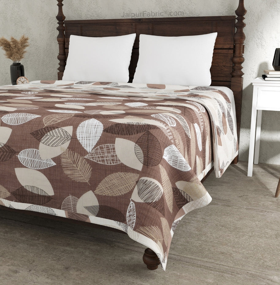 Autumn Fall Chocolate Brown Cotton Reversible Double Bed Dohar