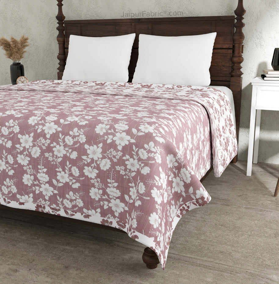 Summer Revival Pink Cotton Reversible Double Bed Dohar