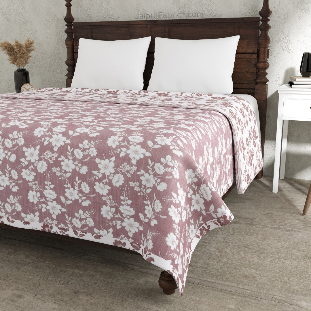 Summer Revival Pink Cotton Reversible Double Bed Dohar