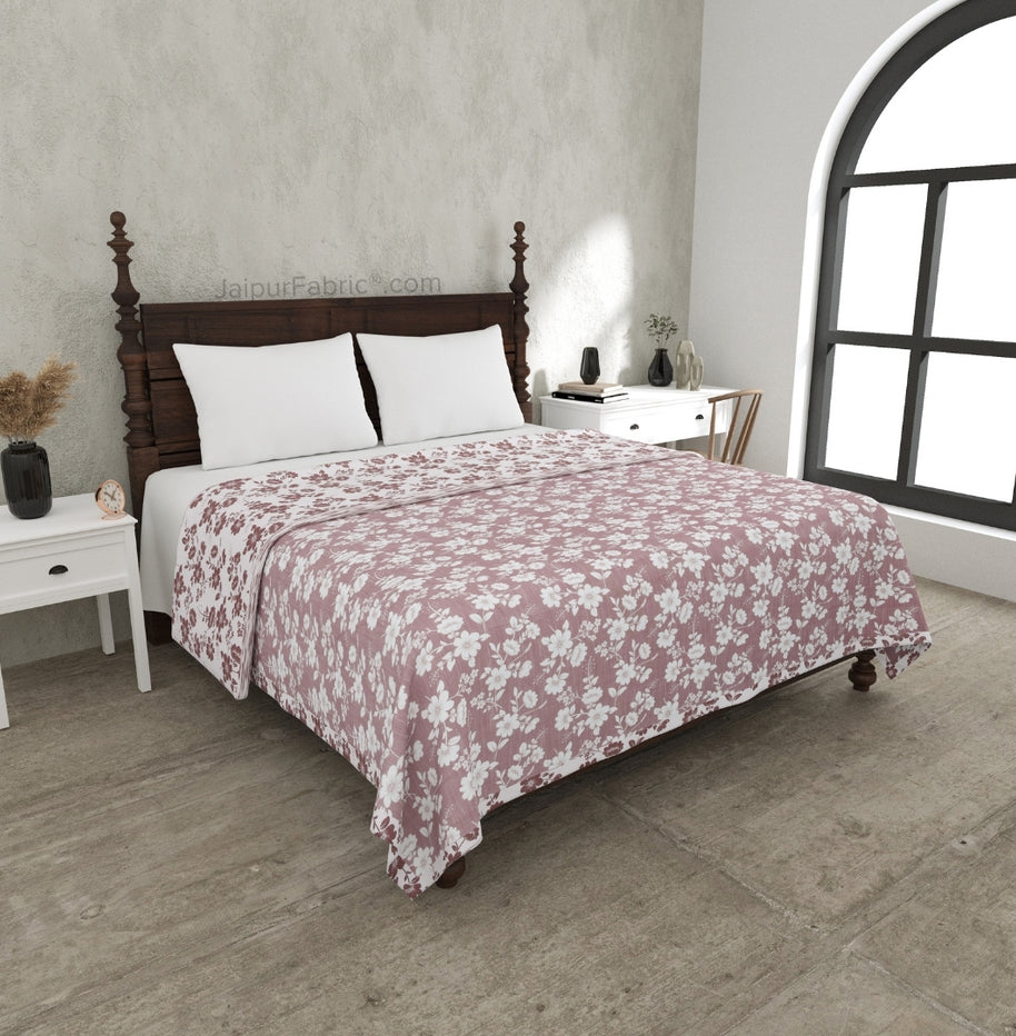 Summer Revival Pink Cotton Reversible Double Bed Dohar