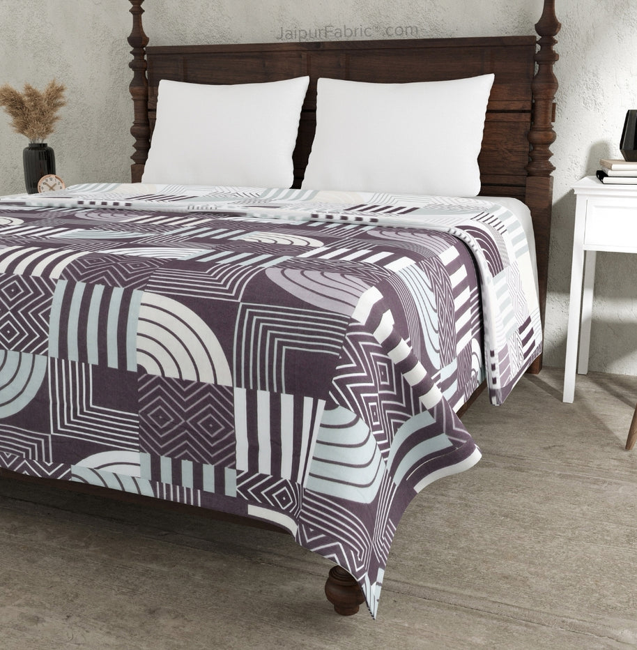 Geometric Maze Purple Cotton Reversible Double Bed Dohar