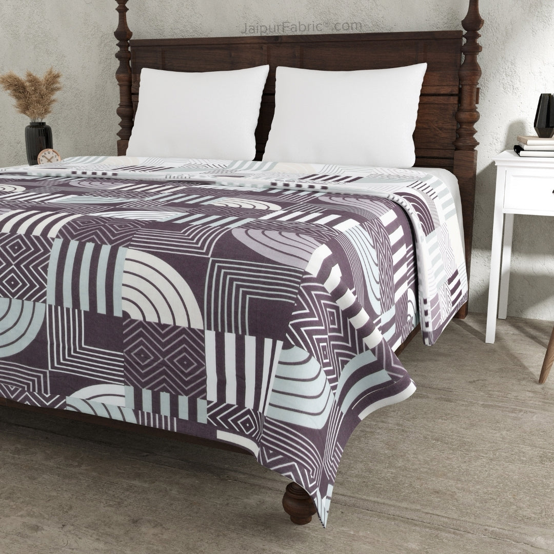 Geometric Maze Purple Cotton Reversible Double Bed Dohar