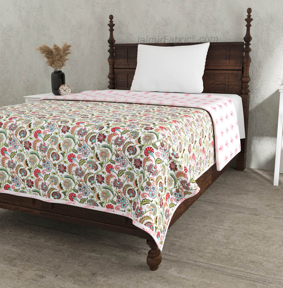 Colorful Blossomy Pure Cotton Single Bed Dohar