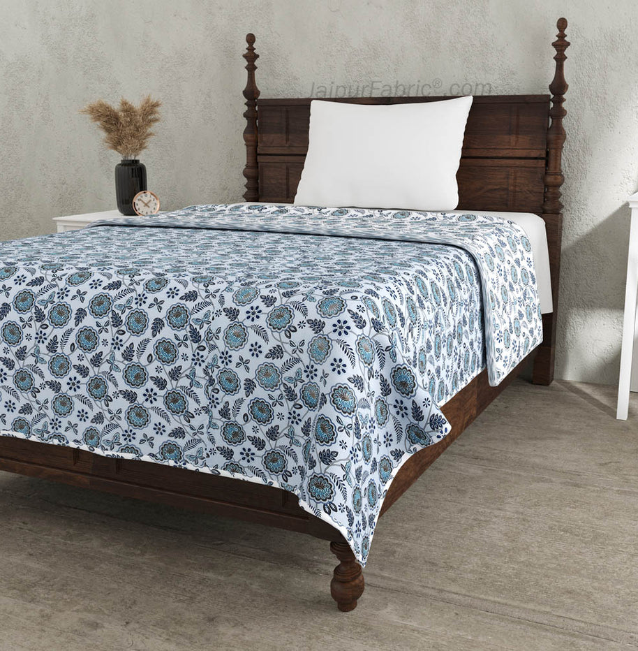 Blue Butterflies Pure Cotton Single Bed Dohar