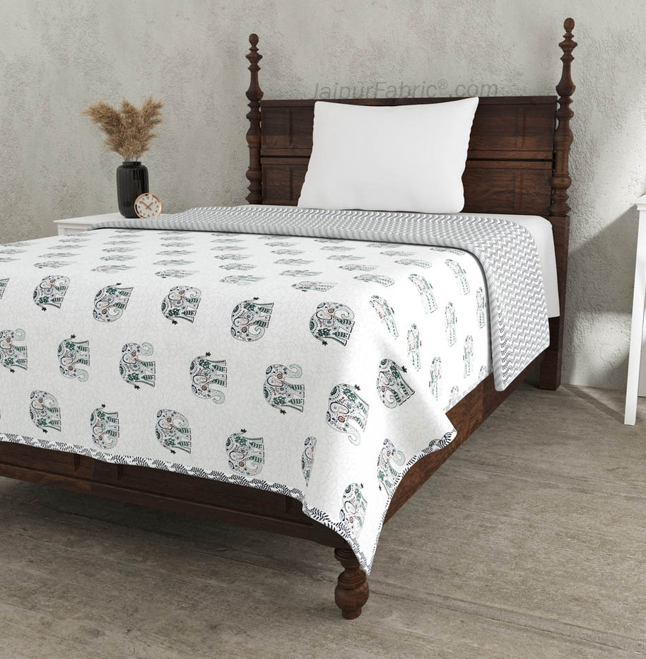 Green Elephant Pure Cotton Single Bed Dohar