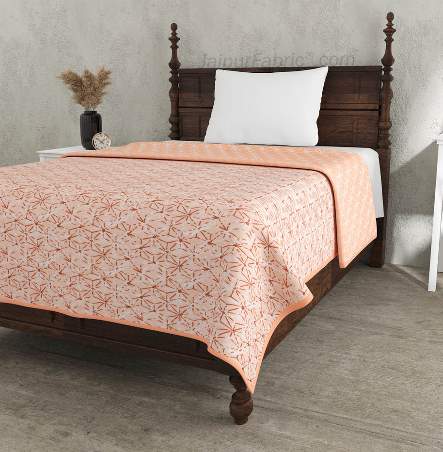 Geometricity Peach Single Bed Dohar Blanket