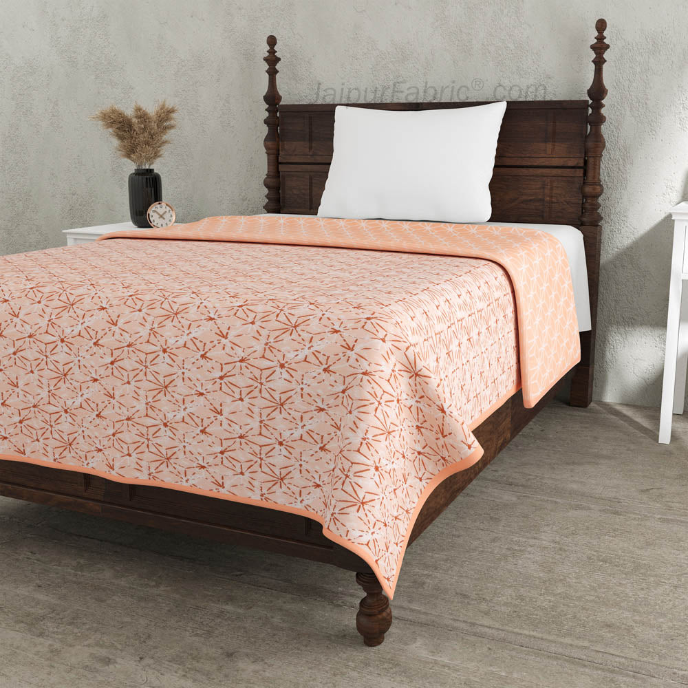 Geometricity Peach Single Bed Dohar Blanket