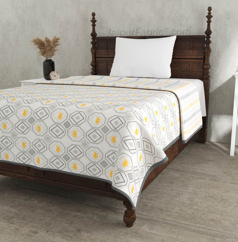 Artistic Maze Mustard Grey Single Bed Dohar Blanket