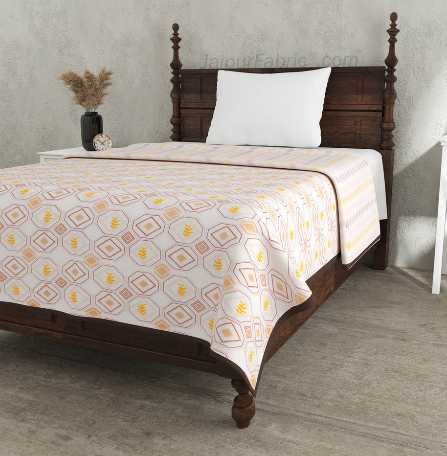 Artistic Maze Peach Yellow Single Bed Dohar Blanket