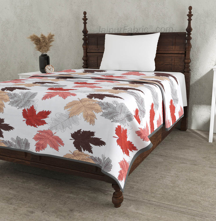 Maple Leaf Reddish Single Bed Dohar Blanket