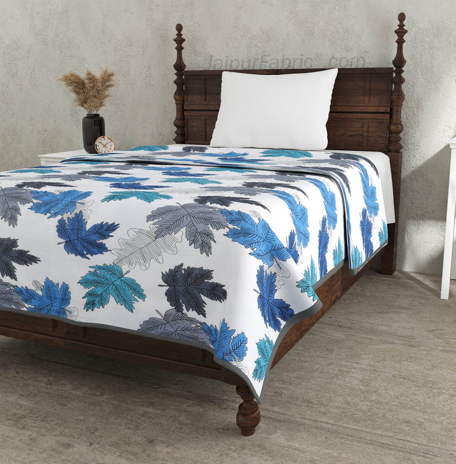 Maple Leaf Blueish Single Bed Dohar Blanket