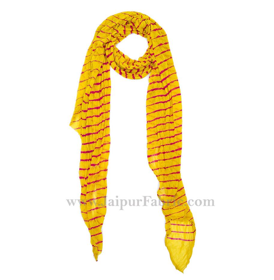 Lehariya Chiffon Yellow Jaipuri Rajasthani Bandhni Bandhej Dupatta Chunni