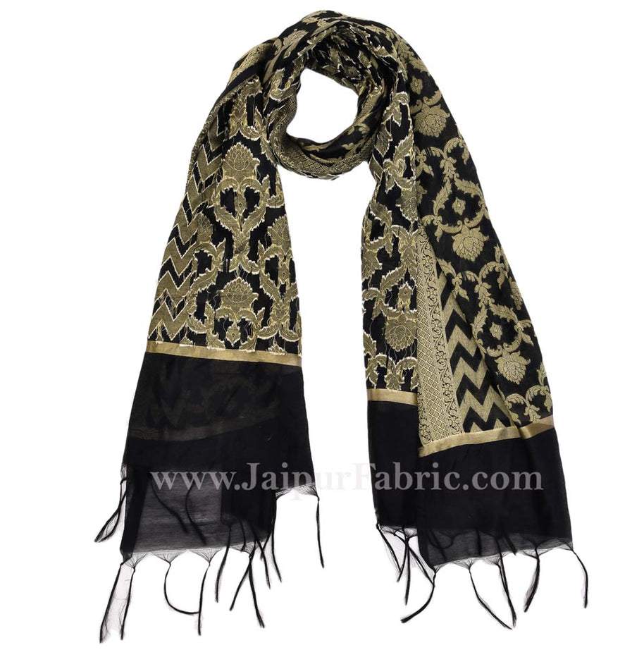 Black Jaipuri chanderi Rajasthani Multi-Colored Heavy Dupatta Chunni