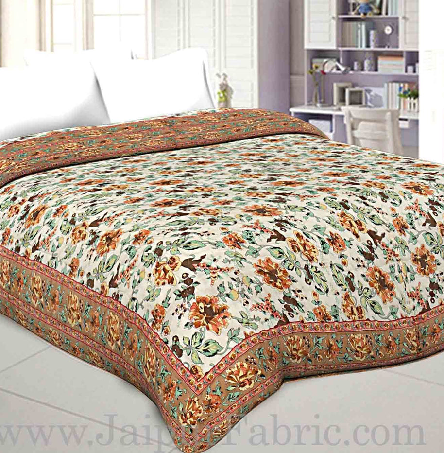 Jaipur Rajai Mughal Print Fine Cotton Double Bed Quilt