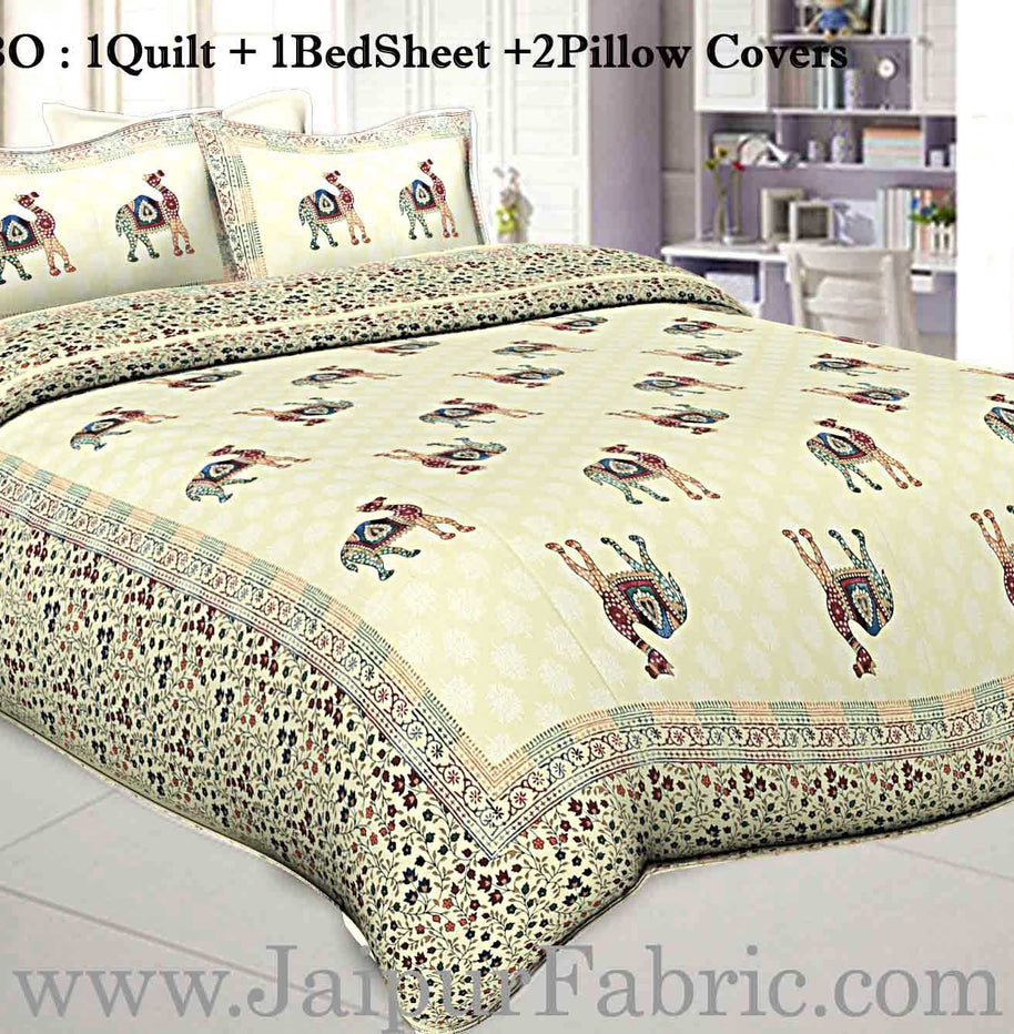 jaipur Razai Double Bed With Satrangi Camel Pattern Combo Pack