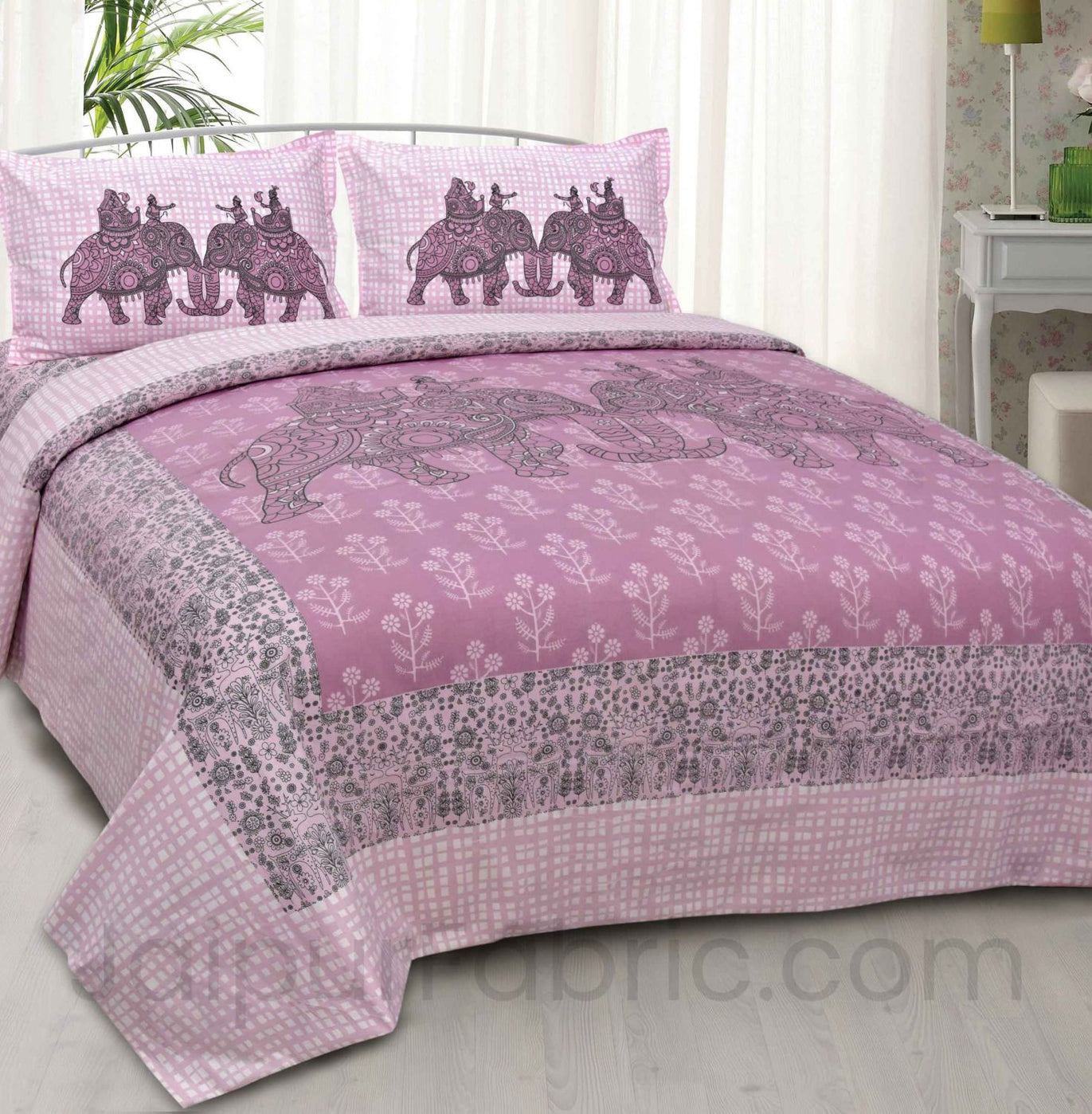 Alexa Pink Sahi Sawari King Size Double Bedsheet